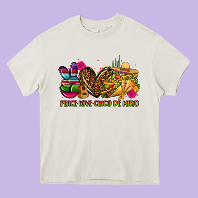 Peace Love Cinco De Mayo Heavy Core Tee Designed By Cts Tumbler Store
