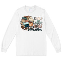 White half coffee half bookworm Long Sleeve Tee - MaliasSmallBusiness