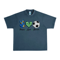 Midnight Navy peace love soccer Urban Heavy Tee - BarkalooDesign