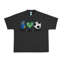 Pigment Black peace love soccer Urban Heavy Tee - BarkalooDesign