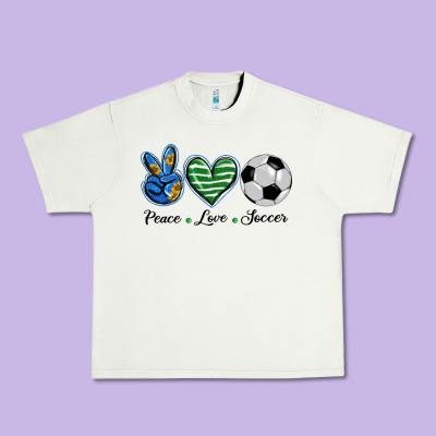Peace Love Soccer Urban Heavy Tee Designed By Barkaloodesign