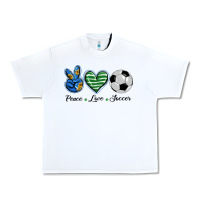 White peace love soccer Urban Heavy Tee - BarkalooDesign