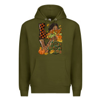 Army Green Love Fall with afro woman Premium Hoodie - NancyCooperArtShop