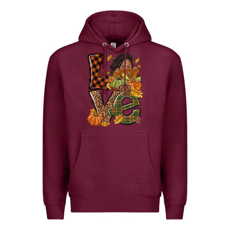 Love Fall With Afro Woman Premium Hoodie by NancyCooperArtShop | Teevron