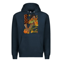 Navy Love Fall with afro woman Premium Hoodie - NancyCooperArtShop