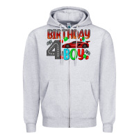 Heather Grey birthday boy 4 Zipper Hoodie - BundleAndBundleShop