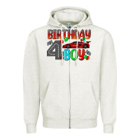 Oatmeal Heather birthday boy 4 Zipper Hoodie - BundleAndBundleShop