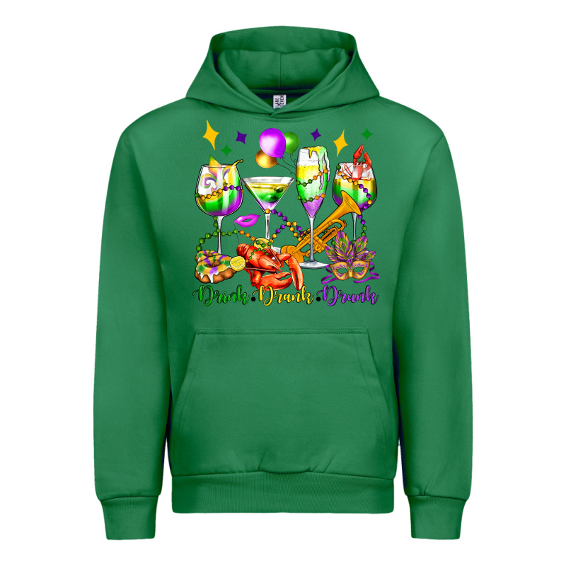 Drink Drank Drunk Mardi Gras Wine Glasses Olivia Urban Hoodie by OliviaCreatesArt | Teevron