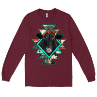 Burgundy black angus cowhide aztec Long Sleeve Tee - JahusDesignShop