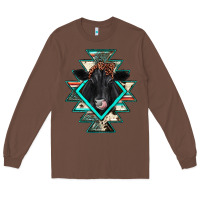 Chestnut black angus cowhide aztec Long Sleeve Tee - JahusDesignShop