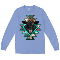 Colony Blue black angus cowhide aztec Long Sleeve Tee - JahusDesignShop