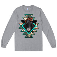Heather Grey black angus cowhide aztec Long Sleeve Tee - JahusDesignShop