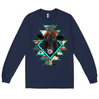 Navy black angus cowhide aztec Long Sleeve Tee - JahusDesignShop
