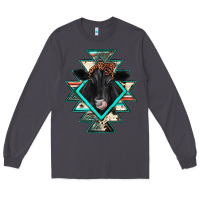 Smoke black angus cowhide aztec Long Sleeve Tee - JahusDesignShop