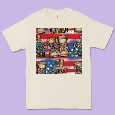 Proud Veteran Seamless Pattern Premium Tee Designed By Hra Design Shop