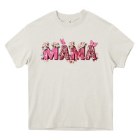 Cream pink flowers mama Heavy Core Tee - Zillion Design Studio