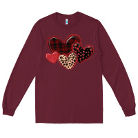 Burgundy leopard hearts Long Sleeve Tee - MaliasSmallBusiness
