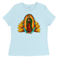 Baby Blue sunflower our lady of guadalupe Ladies Tee - JahusDesignShop