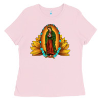 Bubblegum Pink sunflower our lady of guadalupe Ladies Tee - JahusDesignShop