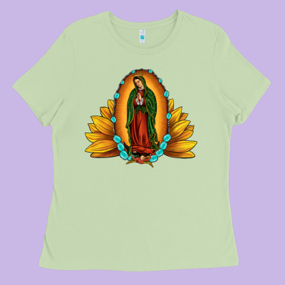 Sunflower Our Lady Of Guadalupe Ladies Tee Designed By Jahusdesignshop