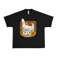 Black perched chicken with sunflowers leopard background Urban Heavy Tee - LillyAllenDesigns