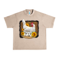 French Oak perched chicken with sunflowers leopard background Urban Heavy Tee - LillyAllenDesigns