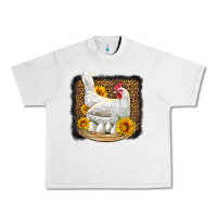 Lunar Rock perched chicken with sunflowers leopard background Urban Heavy Tee - LillyAllenDesigns