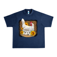 Navy perched chicken with sunflowers leopard background Urban Heavy Tee - LillyAllenDesigns