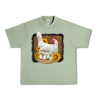 Oil Green perched chicken with sunflowers leopard background Urban Heavy Tee - LillyAllenDesigns