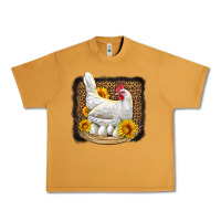 Peanut Butter perched chicken with sunflowers leopard background Urban Heavy Tee - LillyAllenDesigns