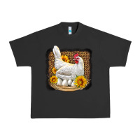 Perched Chicken With Sunflowers Leopard Background Urban Heavy Tee | Teevron