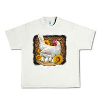 Pistachio perched chicken with sunflowers leopard background Urban Heavy Tee - LillyAllenDesigns