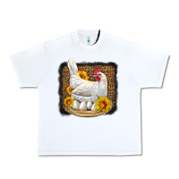 White perched chicken with sunflowers leopard background Urban Heavy Tee - LillyAllenDesigns