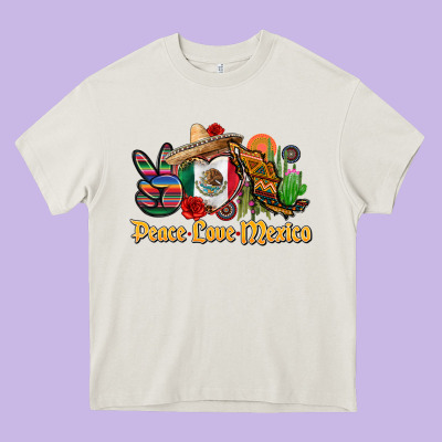 Peace Love Mexico Heavy Core Tee Designed By Cts Tumbler Store