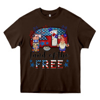 Chocolate Brown land of the free caravan gnomies Heavy Core Tee - BarkalooDesign