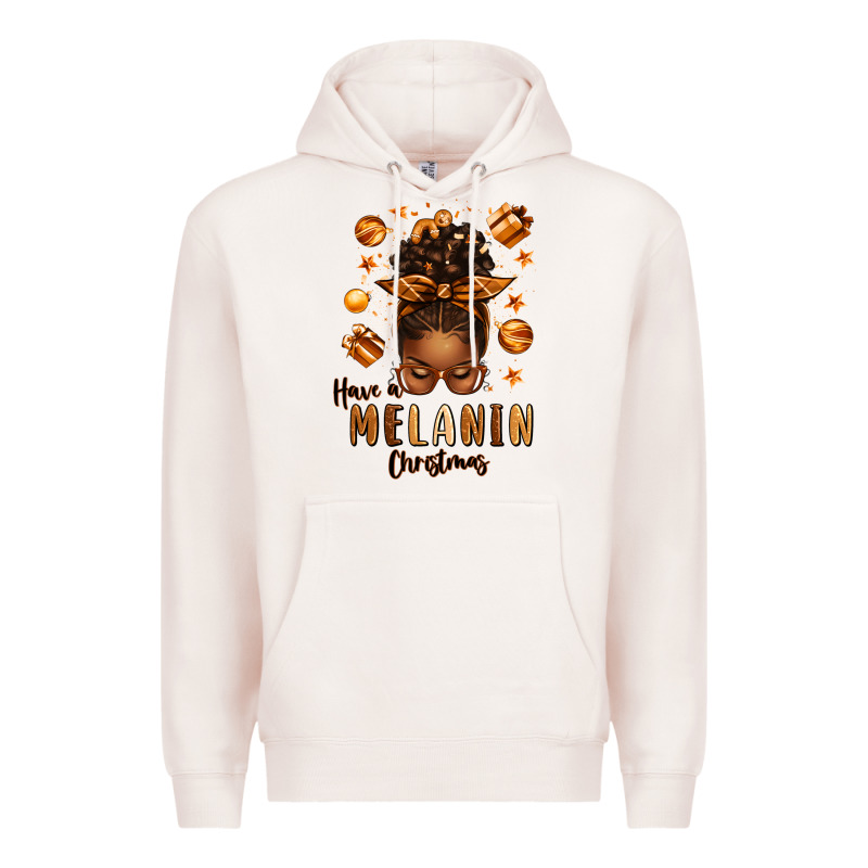 Have A Melanin Christmas Afro Messy Bun Premium Hoodie by texasbilliewilder | Teevron
