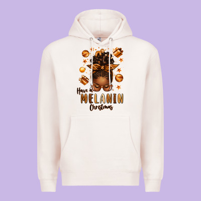 Have A Melanin Christmas Afro Messy Bun Premium Hoodie Designed By Texasbilliewilder