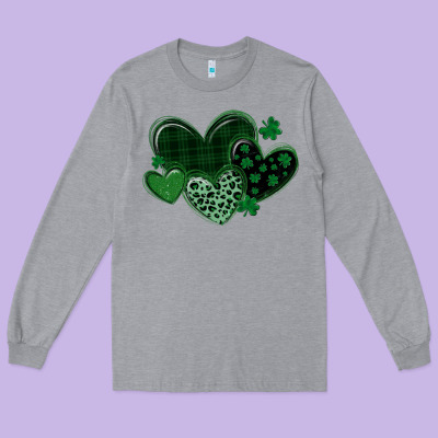 Leopard Hearts St Patricks Day Long Sleeve Tee Designed By Maliassmallbusiness
