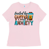 Bubblegum Pink fueled by coffee and anxiety Ladies Tee - Zillion Design Studio
