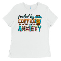 White fueled by coffee and anxiety Ladies Tee - Zillion Design Studio