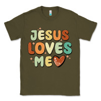 Army Green jesus loves me Classic Tee - MaliasSmallBusiness