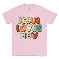 Bubblegum Pink jesus loves me Classic Tee - MaliasSmallBusiness