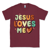 Burgundy jesus loves me Classic Tee - MaliasSmallBusiness