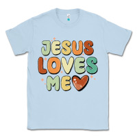 Dusty Blue jesus loves me Classic Tee - MaliasSmallBusiness