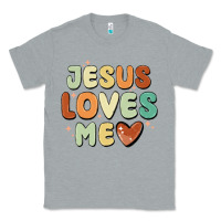 Heather Grey jesus loves me Classic Tee - MaliasSmallBusiness