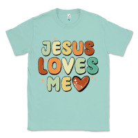 Seafoam jesus loves me Classic Tee - MaliasSmallBusiness
