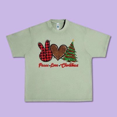 Peace Love Christmas Urban Heavy Tee Designed By Barkaloodesign