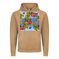 Vintage Camel usa map cactus and sunflower seamless pattern Vintage Hoodie - BundleAndBundleShop