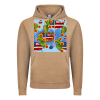 Vintage Coffee usa map cactus and sunflower seamless pattern Vintage Hoodie - BundleAndBundleShop