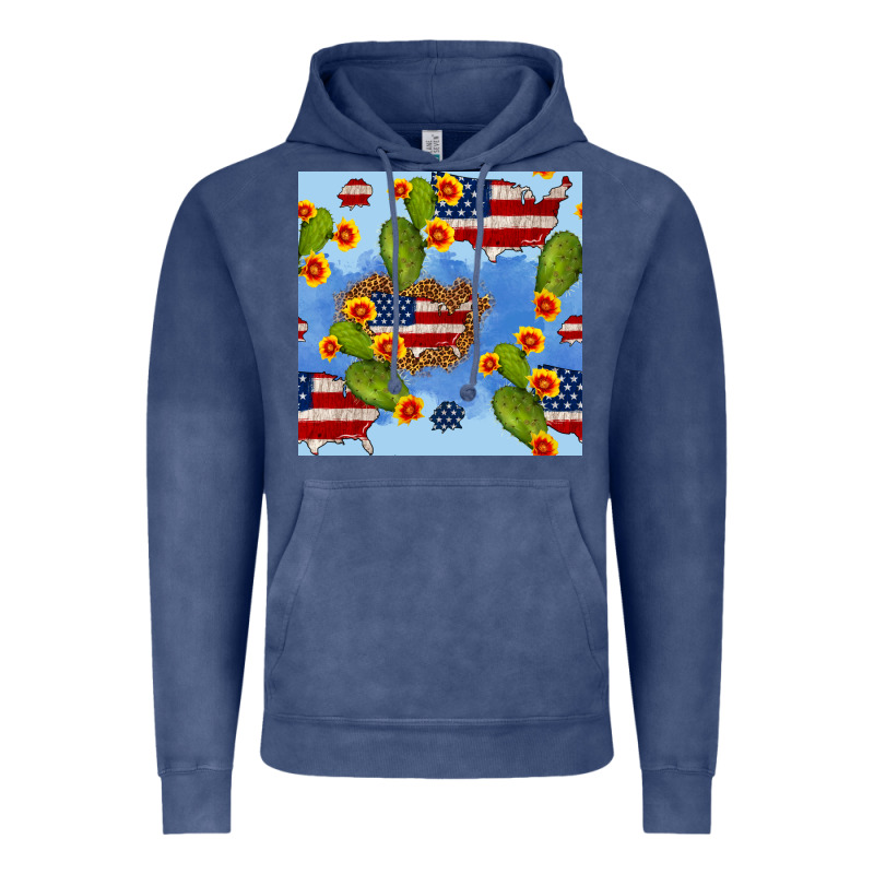 Usa Map Cactus And Sunflower Seamless Pattern Vintage Hoodie by BundleAndBundleShop | Teevron